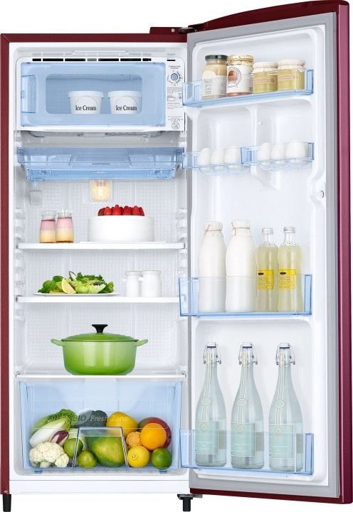 Samsung 192 L 4 Star Direct Cool Single Door Refrigerator (RR20R1Y2YR8/HL, Saffron Red)