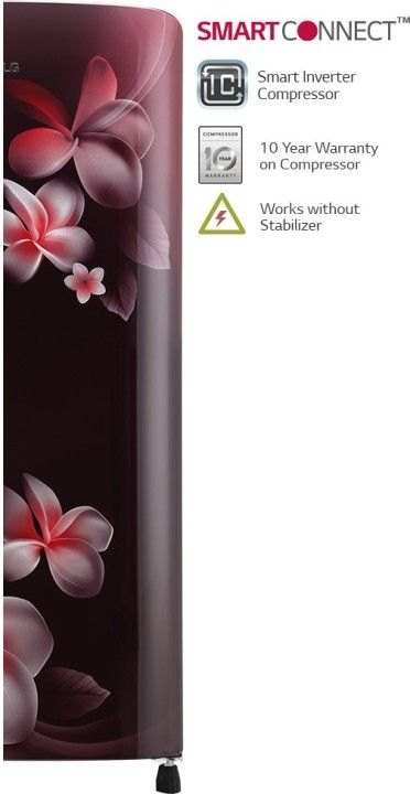 LG 190 L 5 Star Direct Cool Single Door Refrigerator (GL-B201ASPY, Scarlet Plumeria)