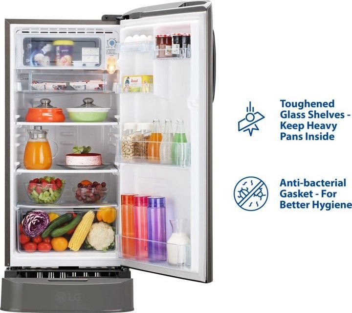 LG 190 L 5 Star Direct Cool Single Door Refrigerator (GL-D201APZY, Shiny Steel)