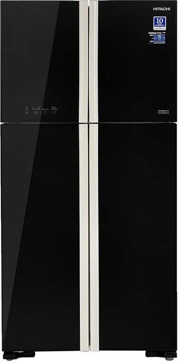 Hitachi 563 L Frost Free Double Door Refrigerator (R-W610PND4 GBK, Glass Black)