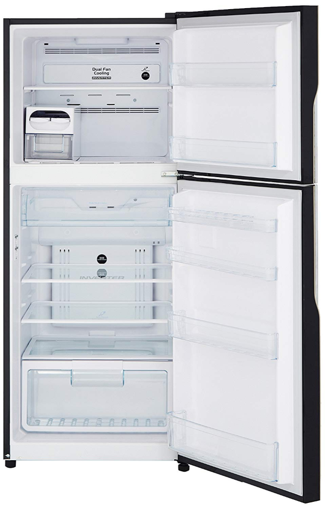 Hitachi 382 L 2 Star Frost Free Double Door Refrigerator (R-VG400PND3- (GBK), Glass Black)