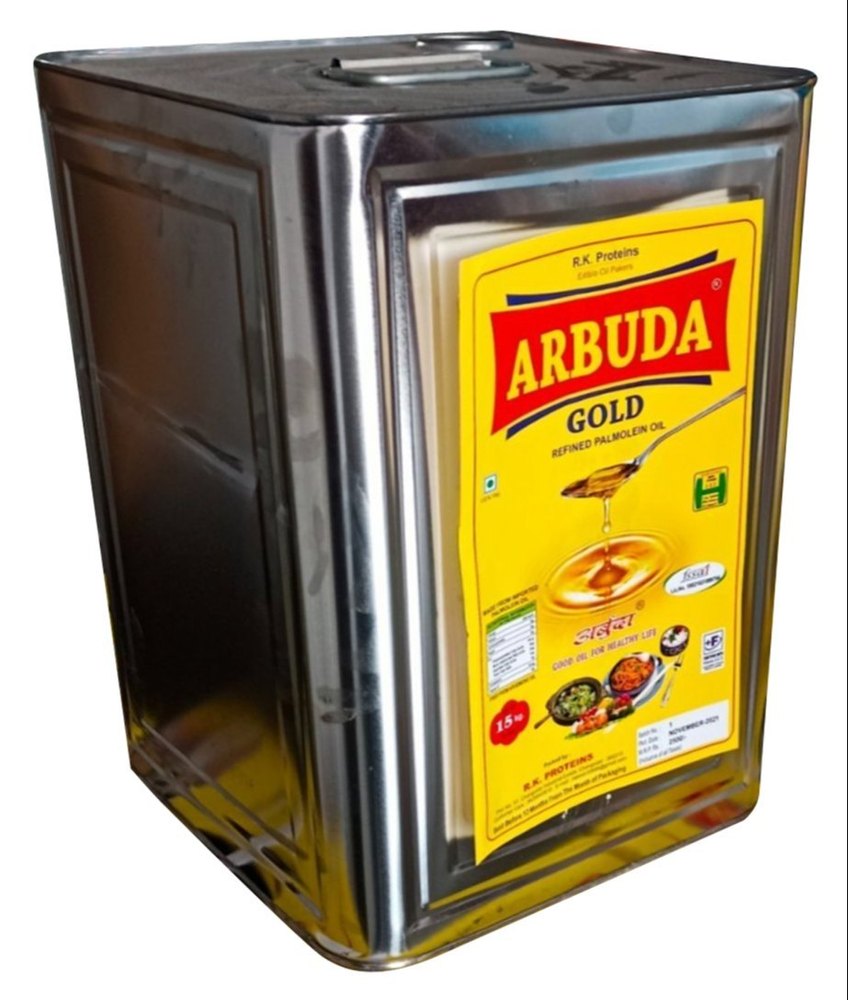 15Kg Arbuda Gold Refined Palmolein Oil Tin