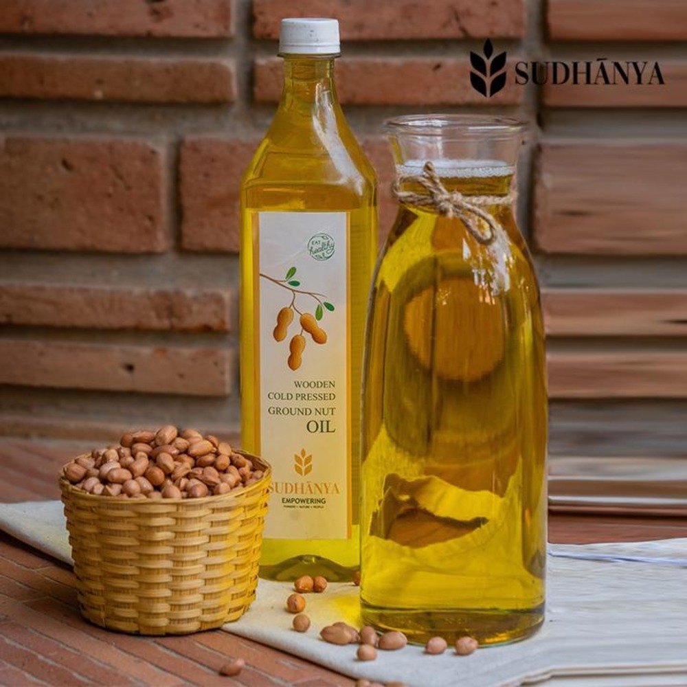 Organic Wooden Cold Pressed Groundnut Oil, 1000ml