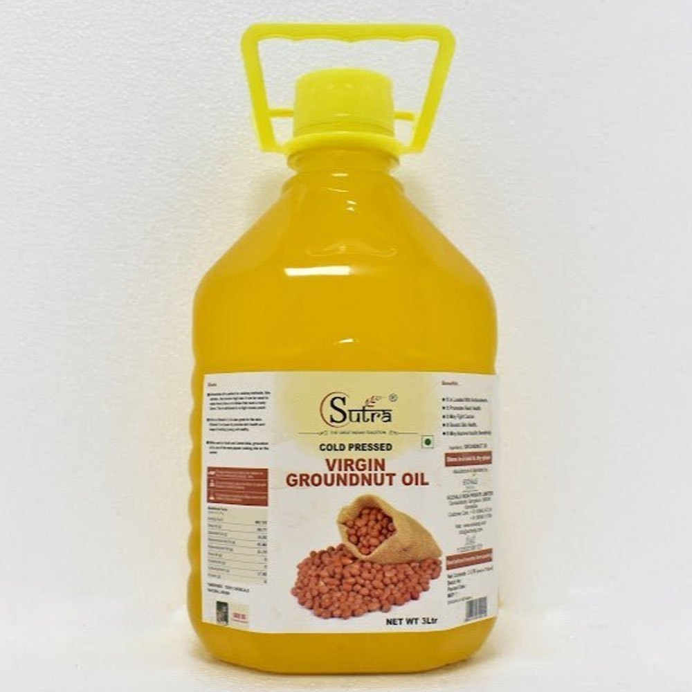 Lowers Cholesterol 3L Sutra Cold Pressed Virgin Groundnut Oil, For Cooking