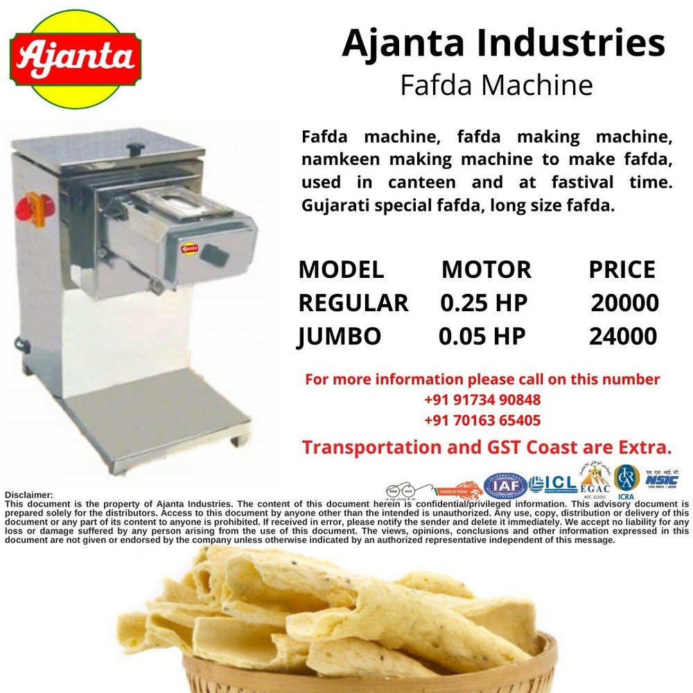Namkeen Fafda Making Machine, 0-25