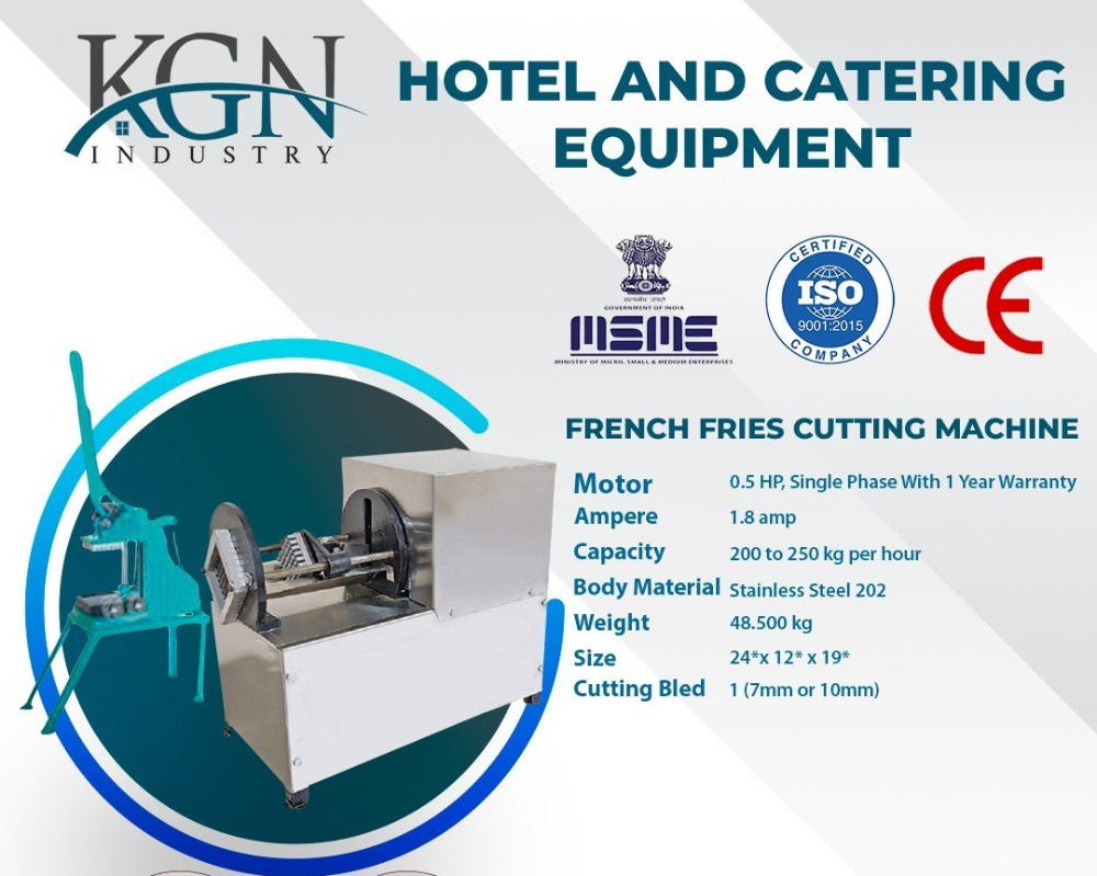 Automatic French Fries Making Machine, 0.5HP Motor, 100-250 Kg Per Hour