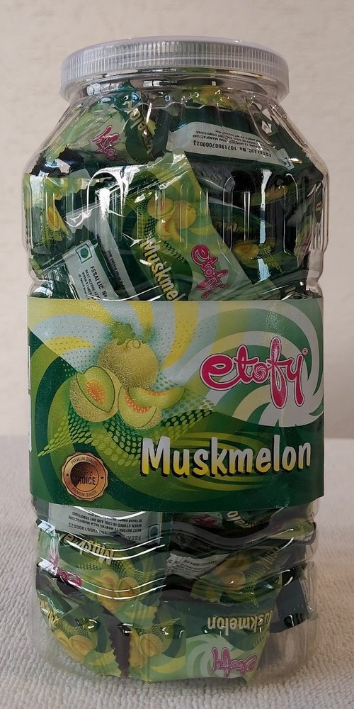 Round Etofy Muskmelon Candy, Packaging Type: Plastic Jar, Packaging Size: 20 Jar Per Box