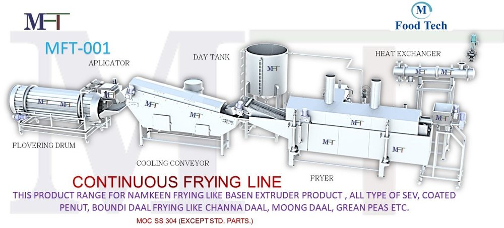 Continuous Frying Line, Capacity: 350 Kg Per Hour