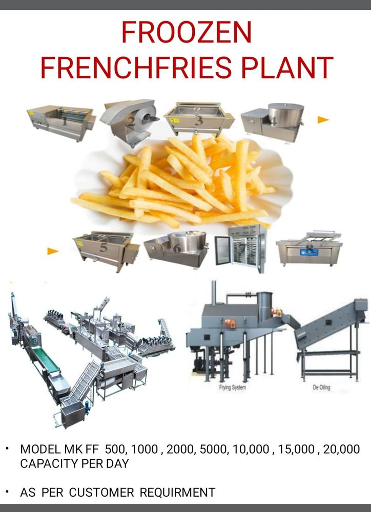 Stainless Steel Frozen French Fries Plant, For Industrial