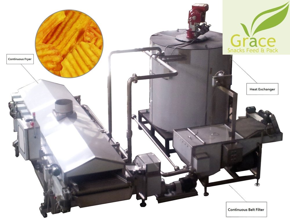 Continuous Potato Chips Fryer, Capacity: 300-400 Kg/Hr