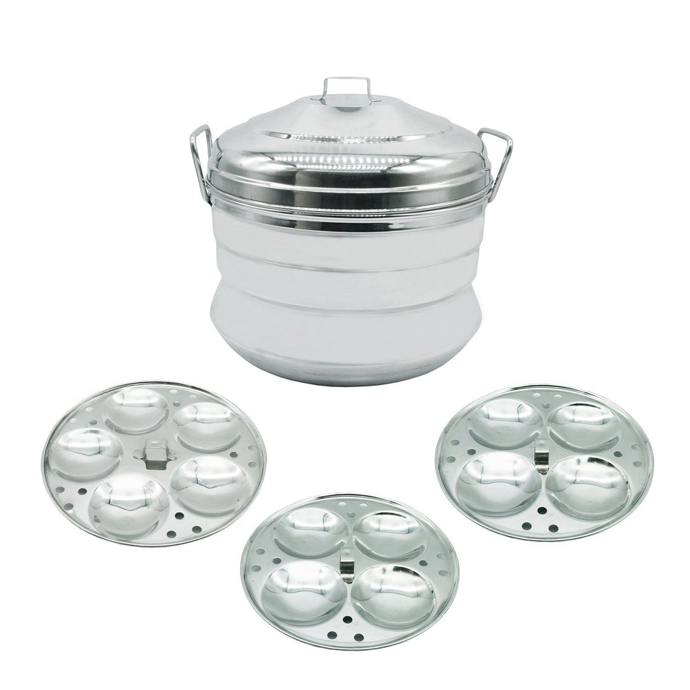 Manual Stainless Steel 3 Plate Aluminium Idli Cooker, For Home, Capacity: 9L