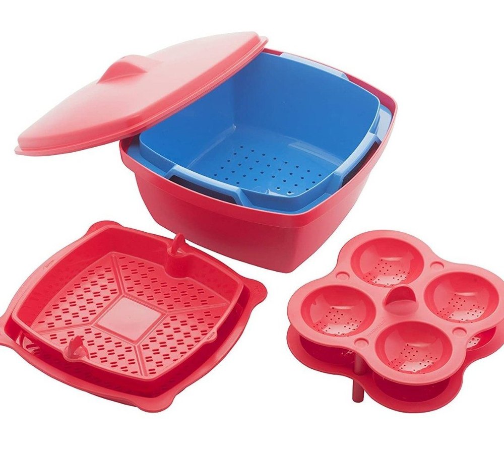 Manual Stainless Steel Microwave Idli Maker, For Home, Size: 25 X 25 X 16.8 Cm