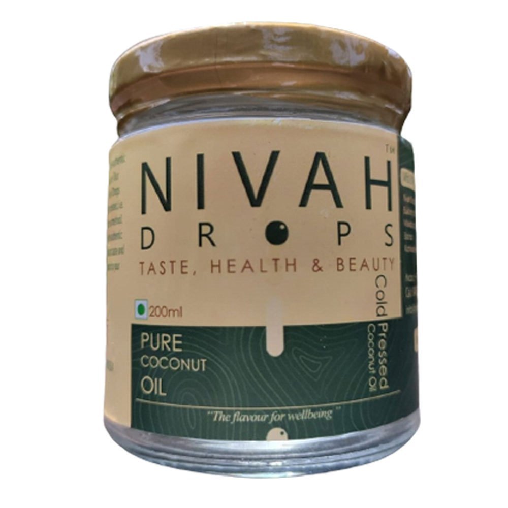 Nivah Drops Mono Saturated 200ml Pure Cold Pressed Coconut Oil, For Personal