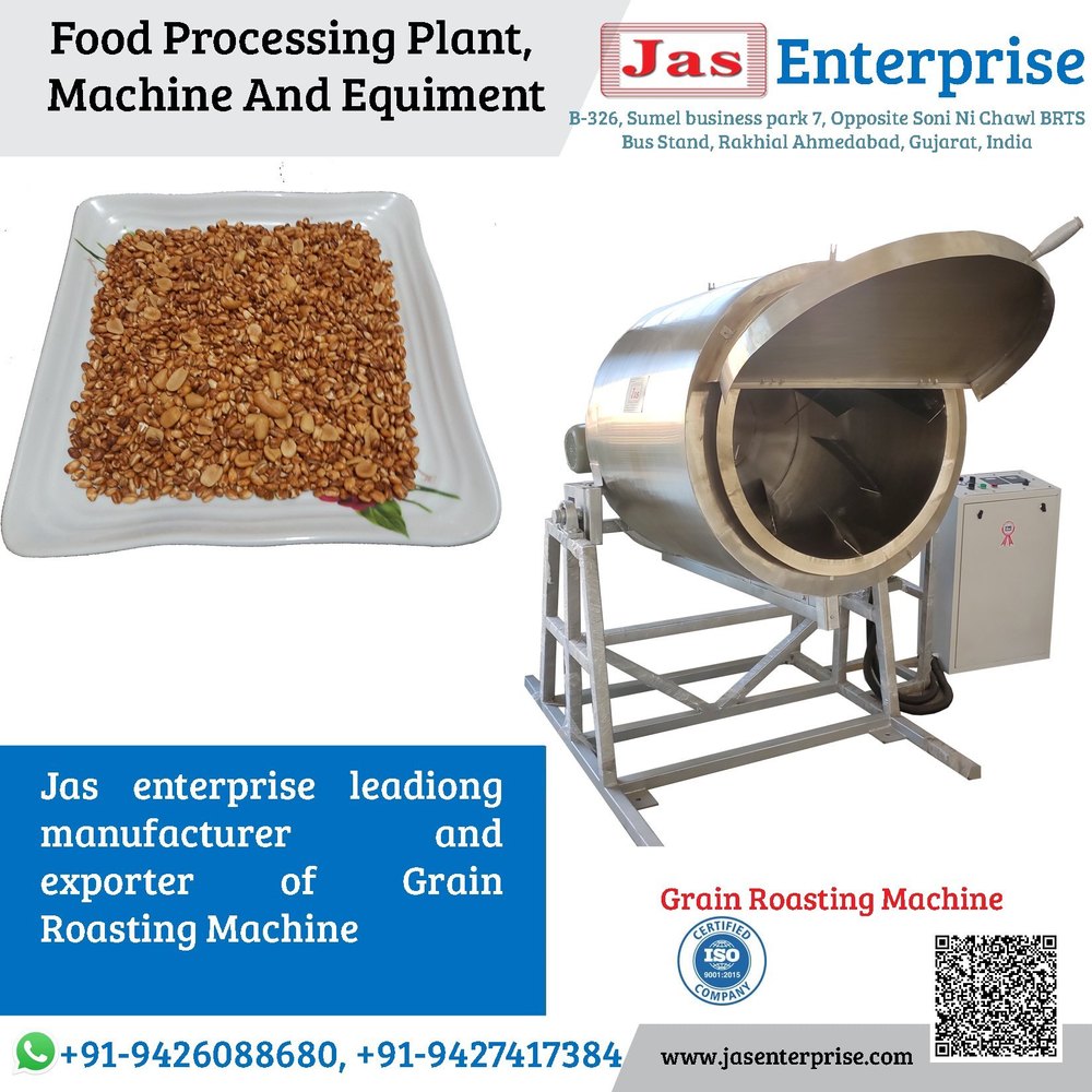 Grain Roasting Machine, For Industrial, Capacity: 25 - 1000 Liter/Batch
