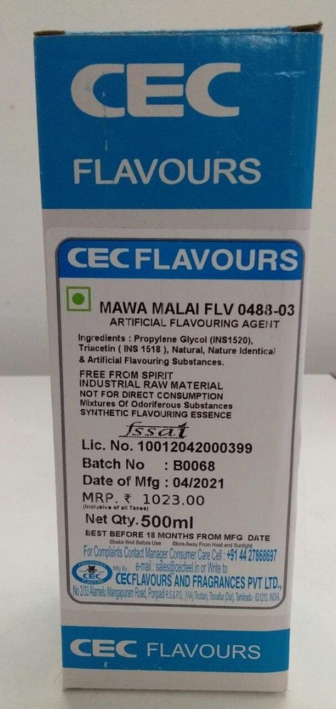 Mango CEC Flavour Mawa Malai Artificial Flavouring Agent, Packaging Type: Bottle, Packaging Size: 500 ML