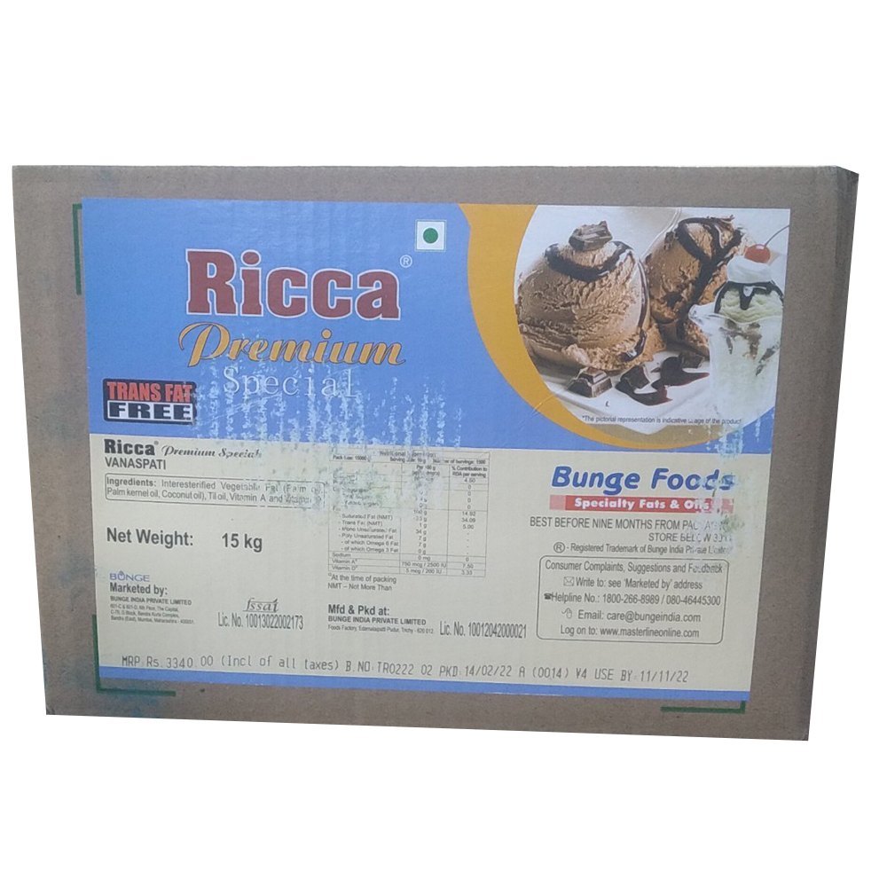 Mono Saturated 15 Kg Ricca Premium Vanaspati Vegetable Oil, Packaging Type: Box