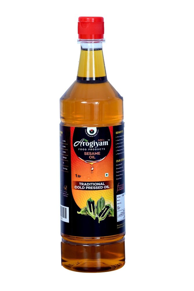 Lowers Cholesterol Arogiyam Cold Pressed Sesame Oil, Packaging Type: Plastic Bottle, Packaging Size: 1 litre