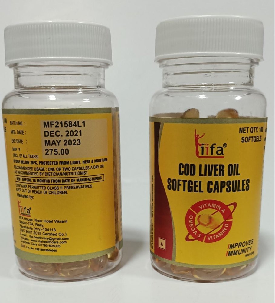 Cod Liver Oil With Vitamin A & D, Packaging Type: Plastic Bottle