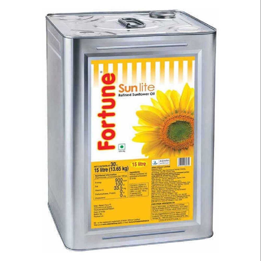 Mono Saturated Fortune Sun Lite Refined Sunflower Oil, Packaging Type: Tin, Packaging Size: 15 Litre
