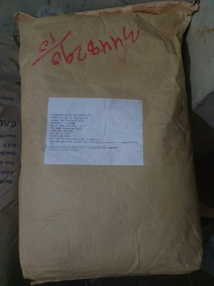 Tartaric Acid, For Food Industry, Packaging Size: 25 KG