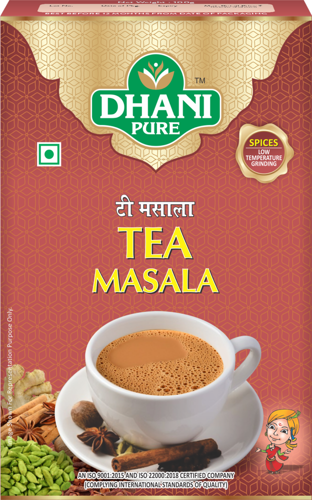 Dhani Pure Tea Masala, Packaging Type: Box, Packaging Size: 100g