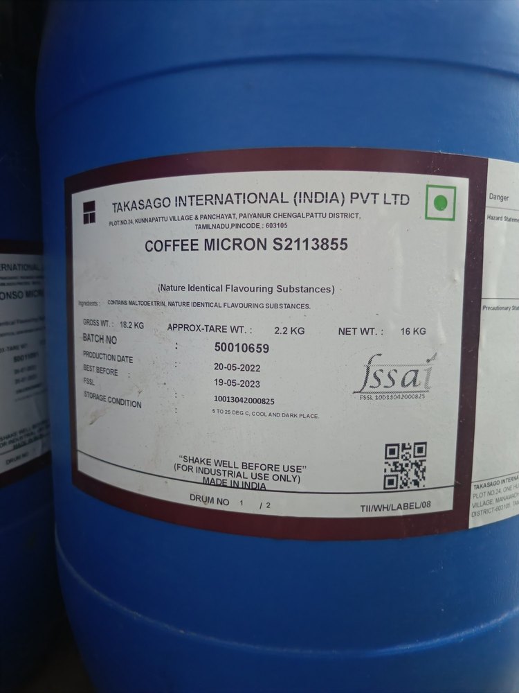 Takasago Coffee Flavour Powdered, Packaging Type: Drum, Packaging Size: 16 Kg