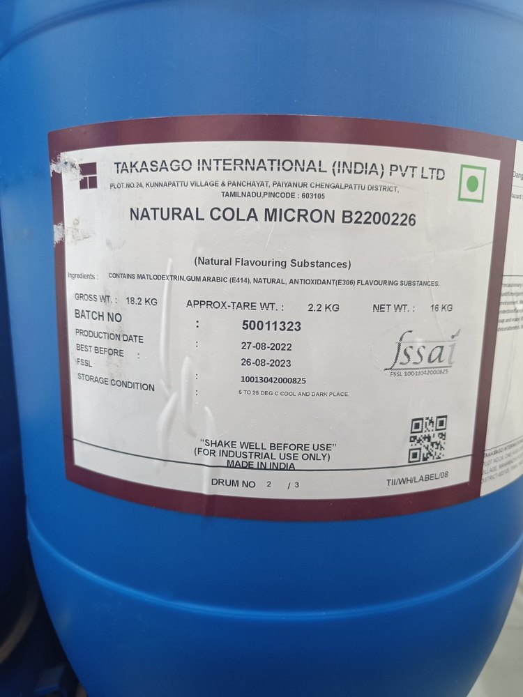 Takasago Natural Cola Flavour Powder, Packaging Type: Drum, Packaging Size: 16 Kg
