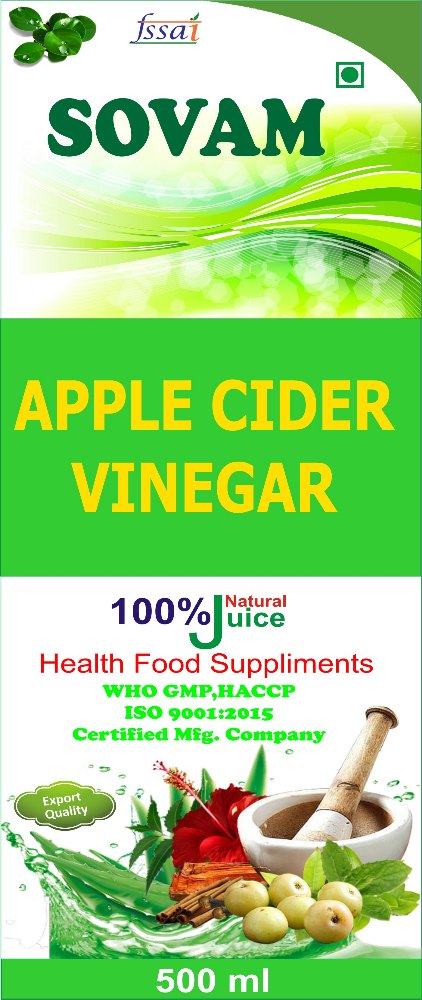 Sovam Apple Cider Vinegar, Bottle, Packaging Size: 500 Ml
