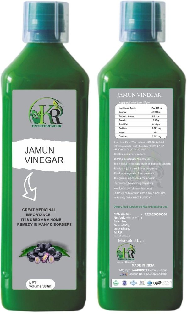 Natural Jamun Vinegar, Bottles, Packaging Size: 500 ml, 1000 ml