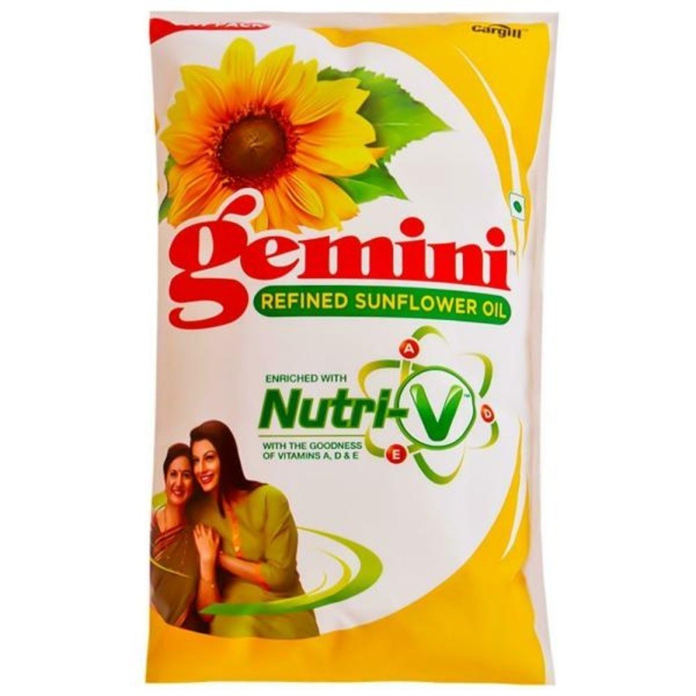 910 Gm Liquid Gemini Refined Sunflower Oil, Packaging Type: Pouched, Packaging Size: 1 litre
