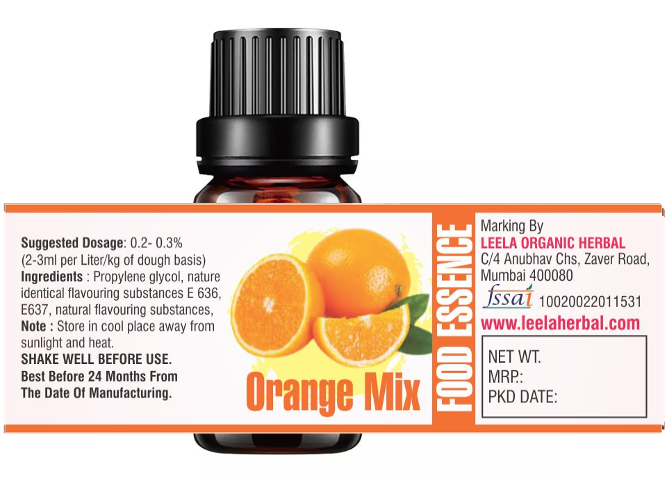 Liquid Orange Mix Food Essence Oil, For Bakery, Packaging Type: Bottle