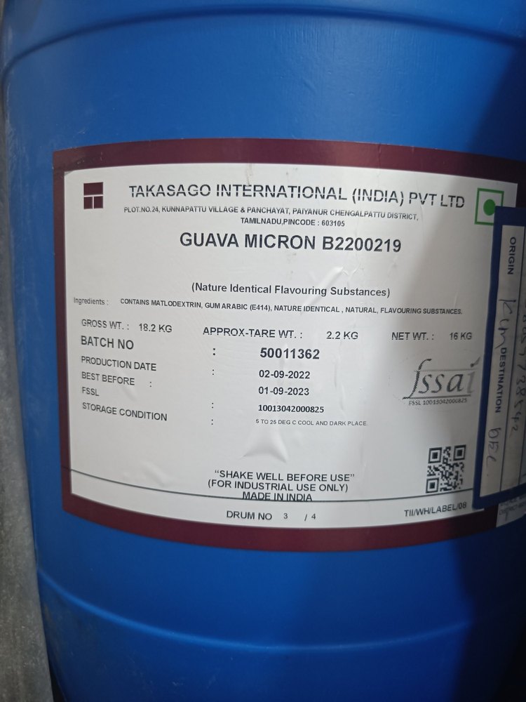 Takasago Gauva Flavour Powder, For Food Flavor, Packaging Size: 16 Kg