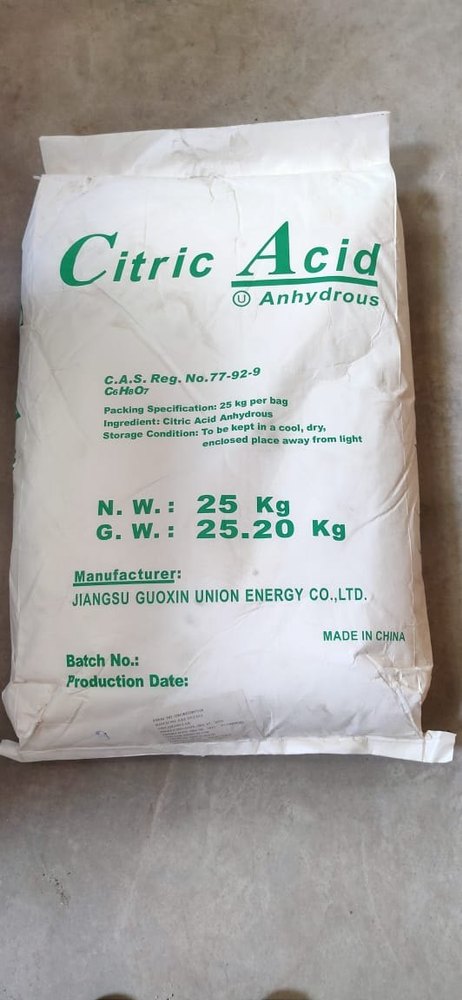 TTCA, CHINA CITRIC ACID - ANHYDROUS IP Ensign, Grade Standard: Food Grade, Packaging Size: 25