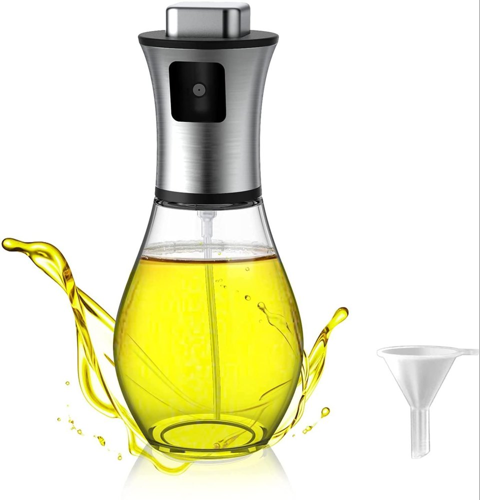 Oil Sprayer Bottle with Mini Funnel Cooking Spray Bottle Transparent (200 ml)