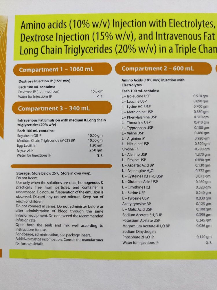 Amino acid 10% with electrolyte dextrose intravenous emulsion and triglycerides