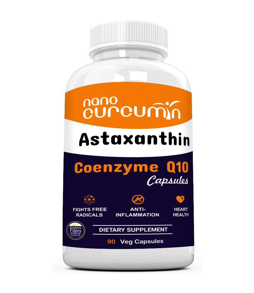 Nano Curcumin With Astaxanthin And Coenzyme Q10 - 90 Veg Capsules for Commerical