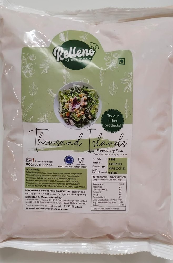Orange Relleno Thousand Islands Dressing, For Sandwich, Packaging Type: Pouch