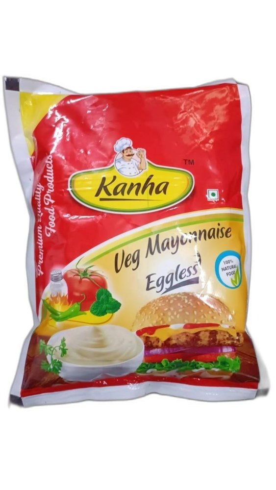 Foodius White Eggless Veg Mayonnaise, Weight: 1 Kg, Packaging Type: Packet