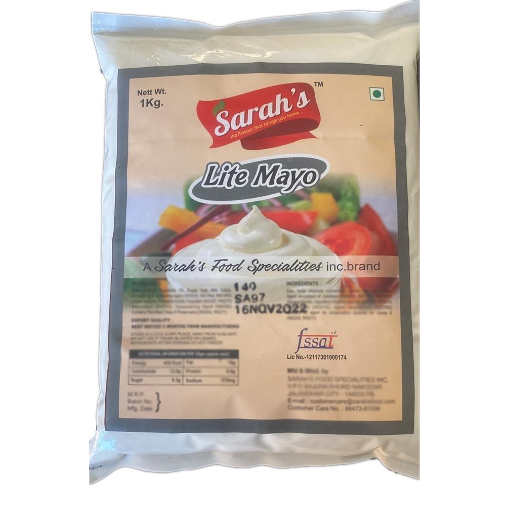Sarah\'s Lite Mayonnaise, Packaging Size: 1kg, Packaging Type: Packet