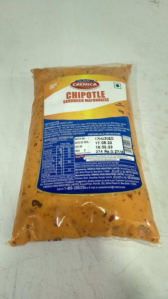 Cremica Chipotle Sandwich Mayonnaise, Packaging Type: Packet, Packaging Size: 1 Kg