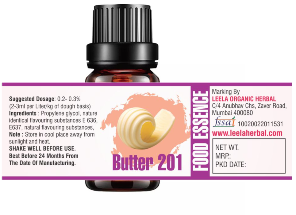 Butter 201 Food Essence Oil, Packaging Type: Bottle, Packaging Size: 30 ml