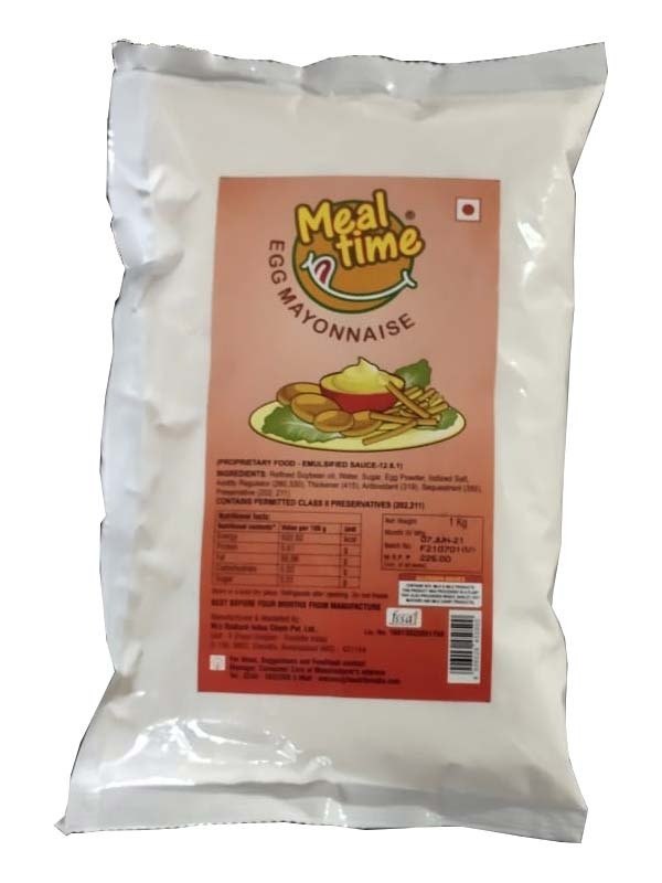 White Meal Time Egg Mayonnaise, For Food, Packaging Type: Packet
