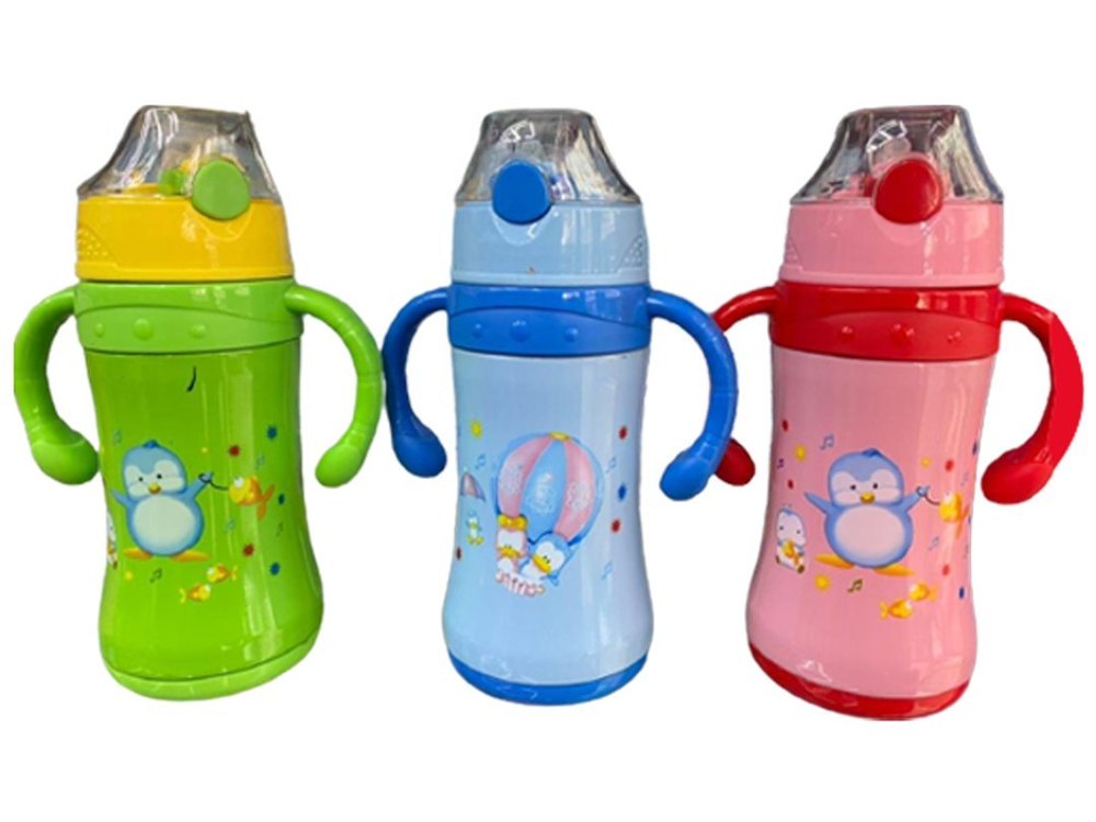 Screw Cap Blue Glass Kids Water Bottle, Capacity: 450ml