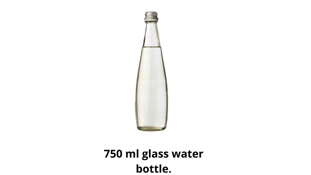 Conical Shape Transparent 750 Ml Glass Water Bottle, Ropp Cap