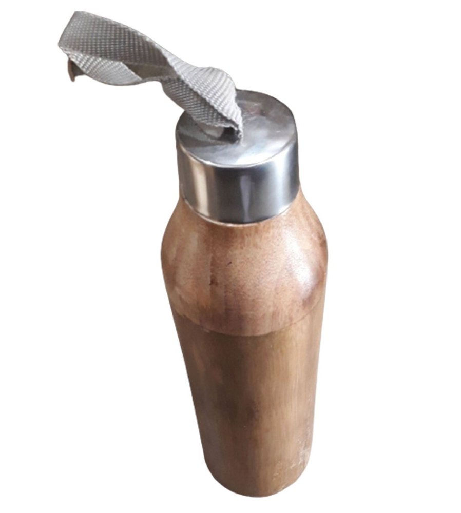 Brown Bamboo Water Bottle, For Hotel And Home, Screw Cap