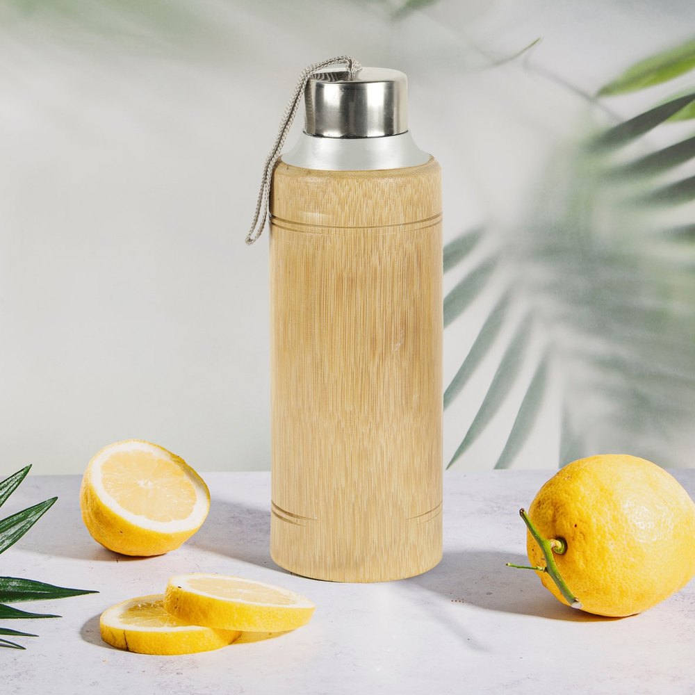 Handmade Bamboo 8.12cm X 25.4cm Steel Bottle