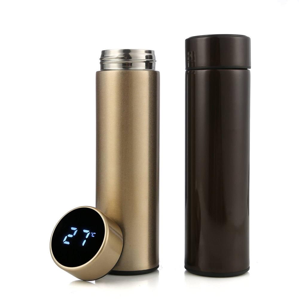 Screw Cap Round Smart LED Active Temperature Display Bottle, Use For Storage: Water, 500ml