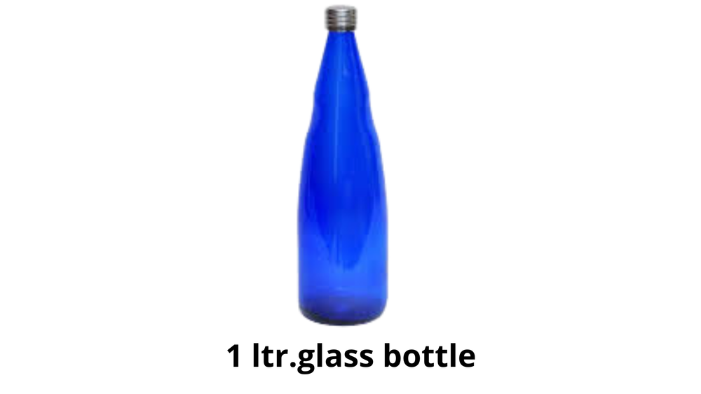 Conical Shape Transparent 1 Litre Glass Water Bottle, Ropp Cap, Size: 1000 ml