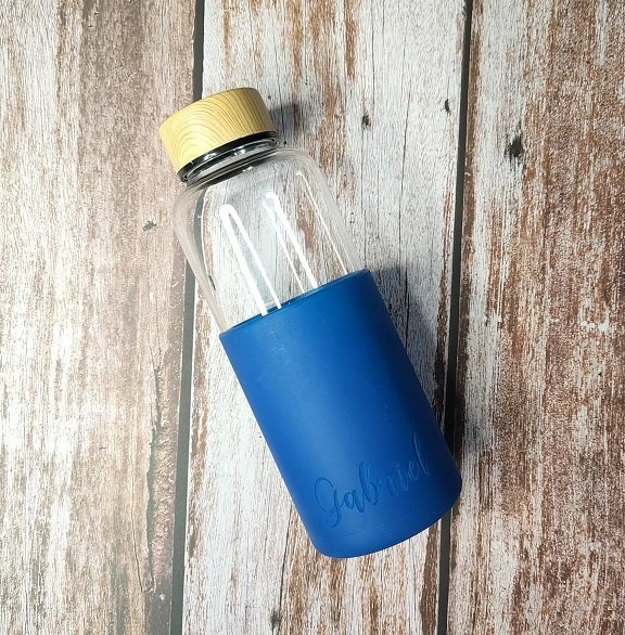 Personalized Studio Glass Bottle with Silicone Sleeve Studio Water Bottle