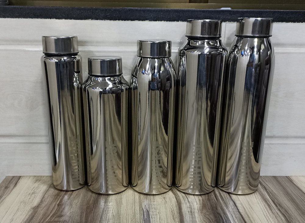 Silver Mirror Polish Stainless Steel Water Bottle